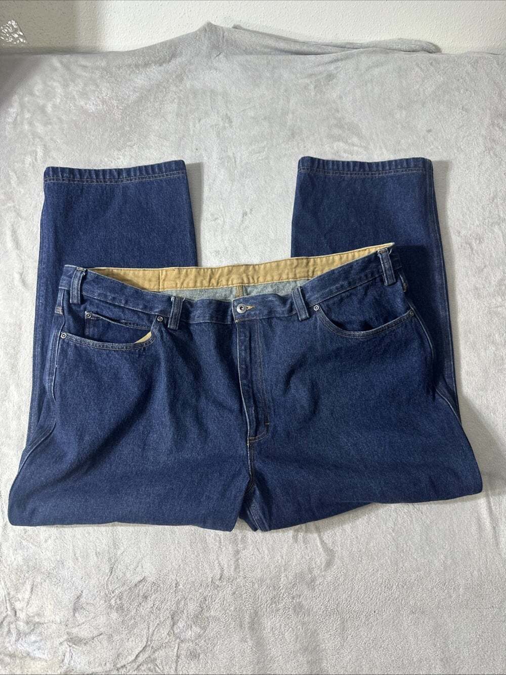Duluth Trading Co Mens Jeans 46x28 Blue Denim Straight Leg Workwear